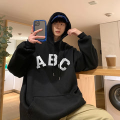 Hearujoy ABC Letter Print Men's Hoodies Korean Fashion Harajuku Oversized Pullover Hip Hop Long Sleeve Hooded Sweatshirts Streetwear