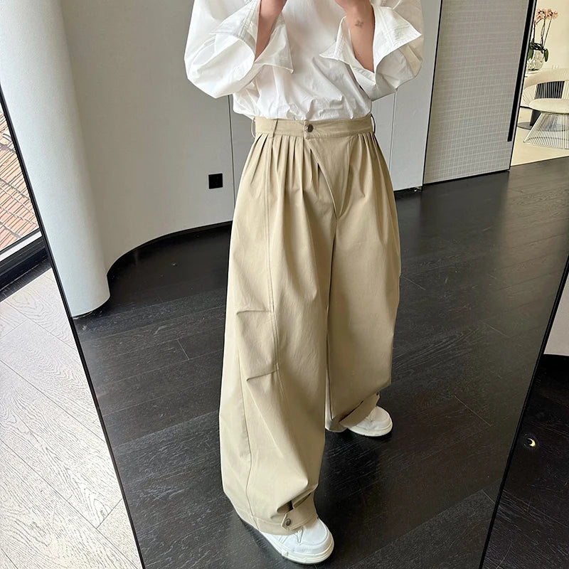 Hearujoy Designers Personalized Pleated Men Overalls Threedimensional Wide Leg Pants Oversize Summer Fashion Trend 9C5963