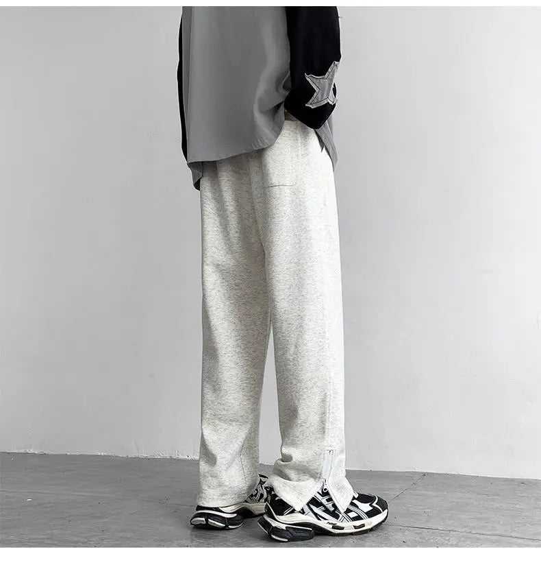 HEARUJOY  -  Black Casual Pants Men Sweatpants Oversized Wide Leg Pants Men Streetwear Loose Grey Straight Sports Pants Mens Joggers Trousers