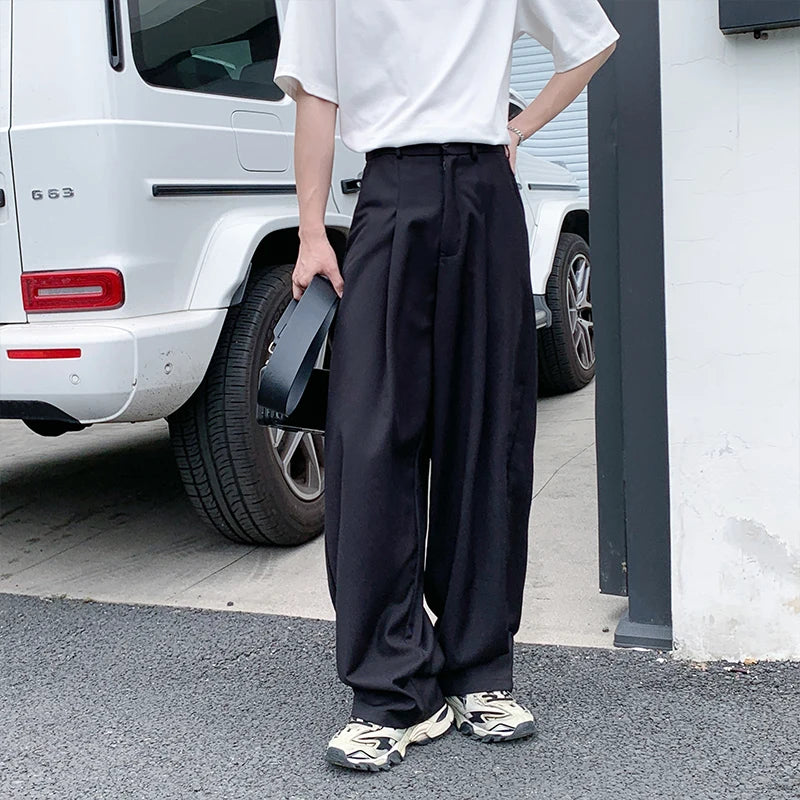HEARUJOY  -  Black Suit Pants Men Oversized Fashion Social Mens Dress Pants Korean Loose Wide Leg Pants Mens Office Formal Trousers M-3XL