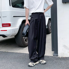 HEARUJOY  -  Black Suit Pants Men Oversized Fashion Social Mens Dress Pants Korean Loose Wide Leg Pants Mens Office Formal Trousers M-3XL