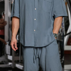 HEARUJOY  -  T Shirt Mens Gym Daily  Simple Pocket Button Five Point Sleeve Shirt Sports Outdoor Breathable Linen Easy Fit Casual Top Summer