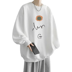 HEARUJOY  -  Men's Oversized Hoodie White Hoodies Autumn Oversize for Men Floral Print 5XL Man Casual Wear Hoody Male Sweatshirt Unisex
