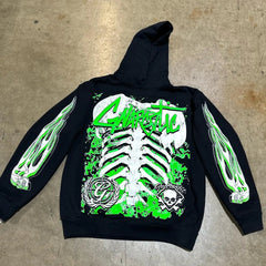 Hearujoy Harajuku Green Punk Ribs Painting Printed Sweatshirt Oversized Tracksuit Men Y2k Hoodies Women Streetwear Tops Men Clothing