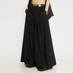 HEARUJOY  -  Y2k Dark Style Thick Fabric Skirt Pants Samurai Pants Hakama Genderless Streetwear Fashion Casual Wide Leg Pants Unisex
