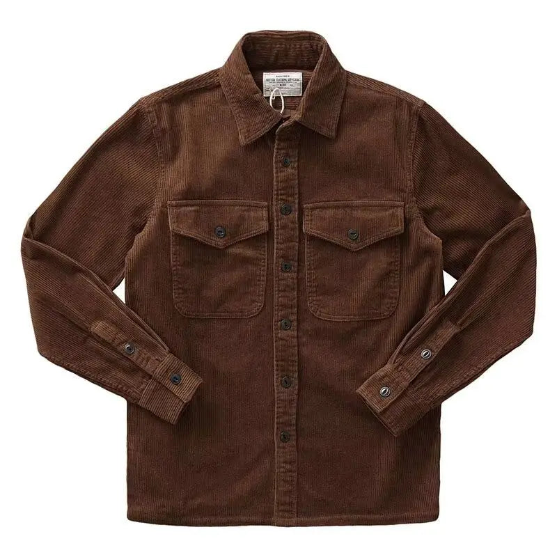 HEARUJOY  -  American Retro Heavyweight Corduroy Shirt Men's Loose Workwear New Thick Long Sleeved Shirt Jacket Men