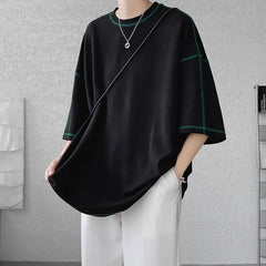 HEARUJOY  -  Summer Short Sleeve T-shirt Men Fashion Casual White Oversized T Shirt Men Streetwear Hip Hop Loose O-Neck Tshirt Mens Top S-2XL