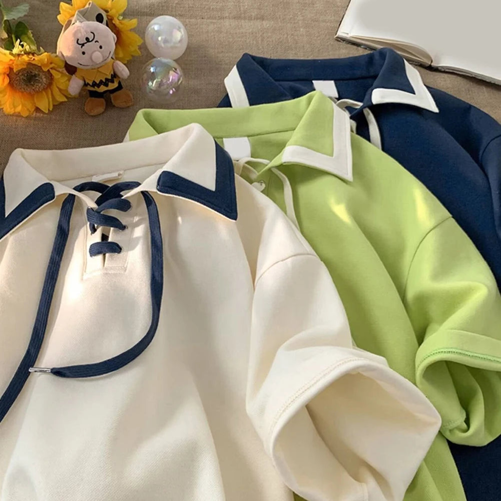 HEARUJOY  -  Apricot Korean Style Shirt Comfortable Everyday T-shirt Casual T-shirt Available In Apricot Available In Blue Available In Green
