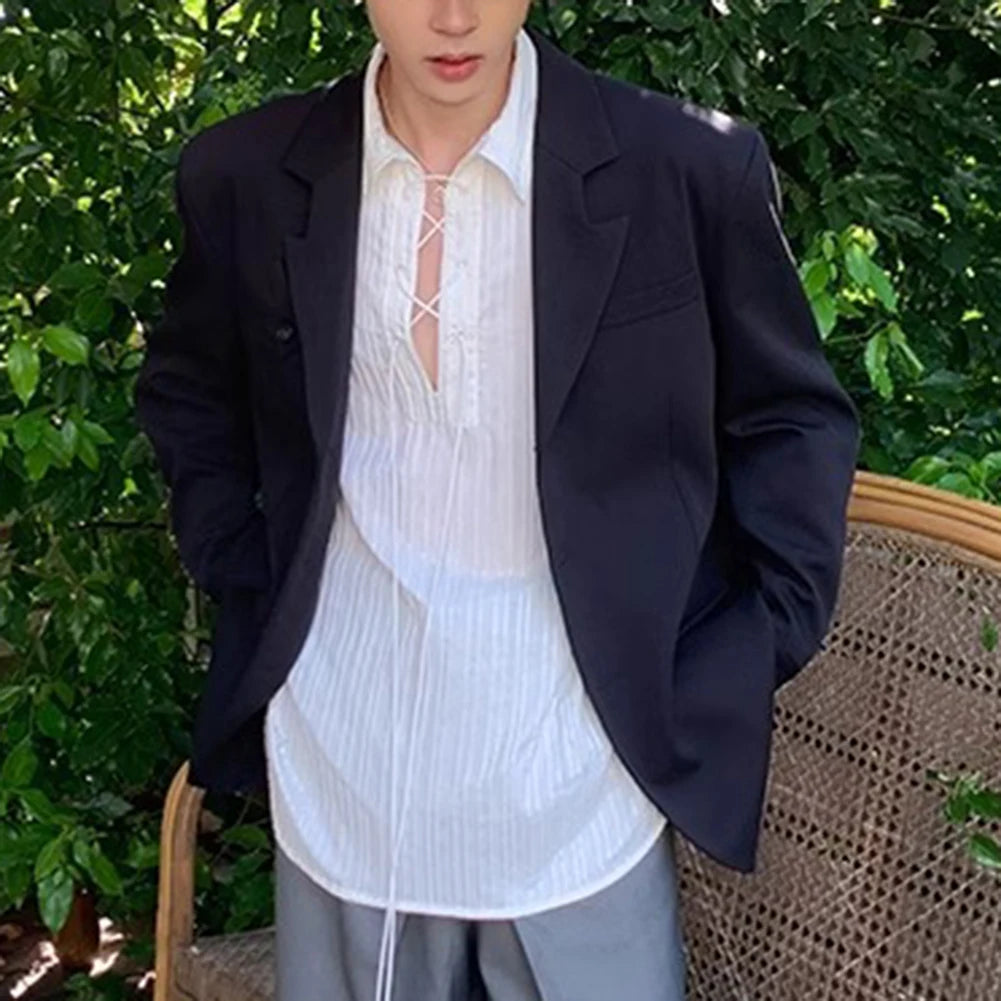 HEARUJOY  -  Casual Outing Regular Clothing Length Slight Stretch Fabric Casual Draped Long Sleeve Shirt Casual Style Shirt