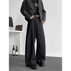 HEARUJOY  -  Grey Black Suit Pants Men Oversized Society Mens Dress Pants Korean Casual Wide Leg Pants Mens Office Formal Trousers M-3XL