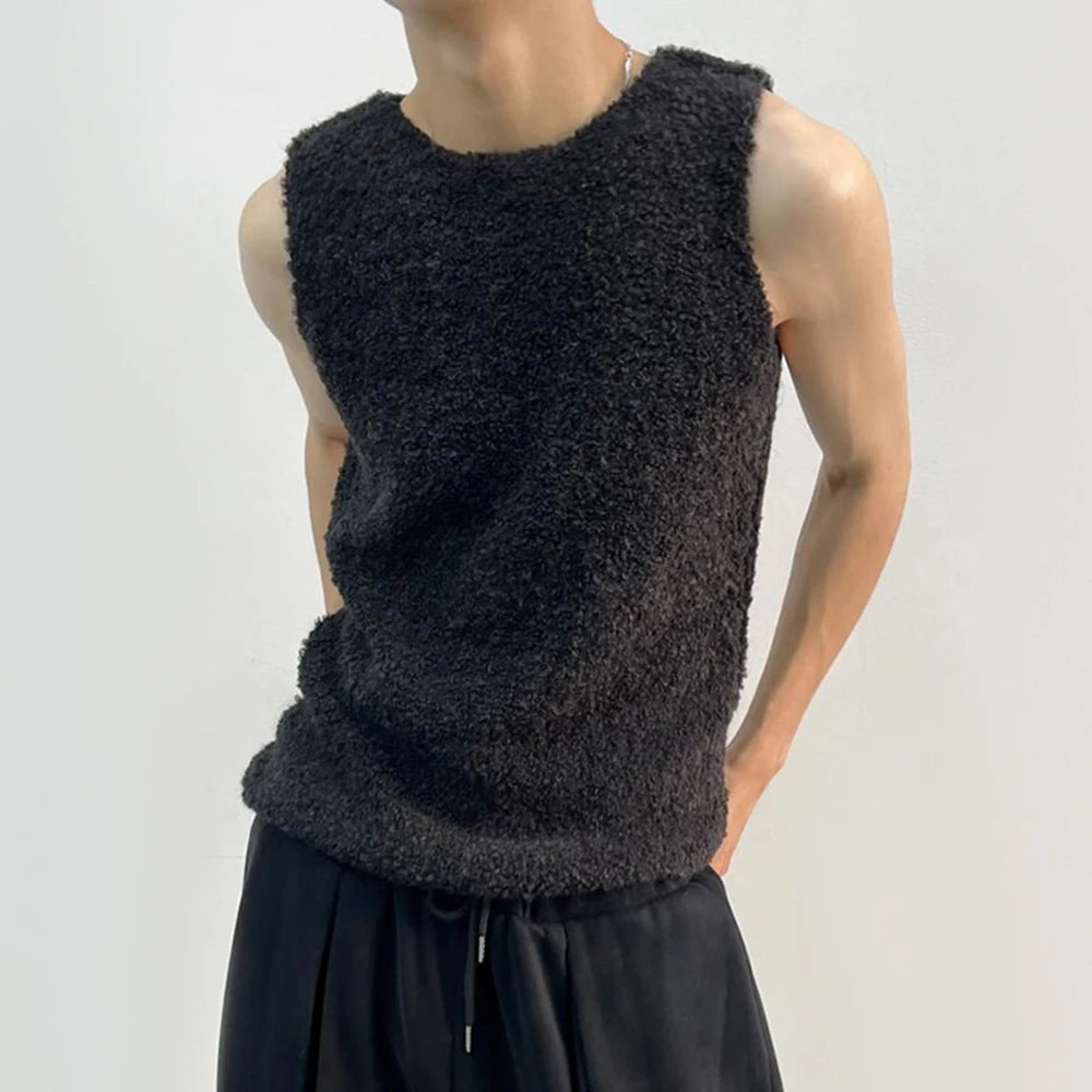 HEARUJOY  -  Mens Sexy Slim Shearling Vest 2025 New Genderless Fashion Youth Trend Versatile Comfortable Solid Color Simple Tank Top Unisex