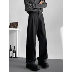 HEARUJOY  -  Grey Suit Pants Men Fashion Society Mens Black Dress Pants Korean Loose Casual Straight Pants Mens Office Formal Trousers 4XL