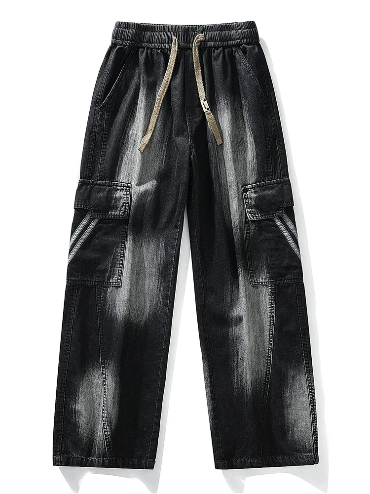 HEARUJOY  -  Summer Men's Jeans Flap Pockets Lightweight Denim Cargo Pants Big Size 8XL 7XL 6XL Wide Leg Baggy Jeans Straight Trousers