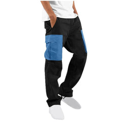 HEARUJOY  -  Men's Summer Color-block Pocket Loose Cargo Pants, Elastic Waist Casual All-season Trousers