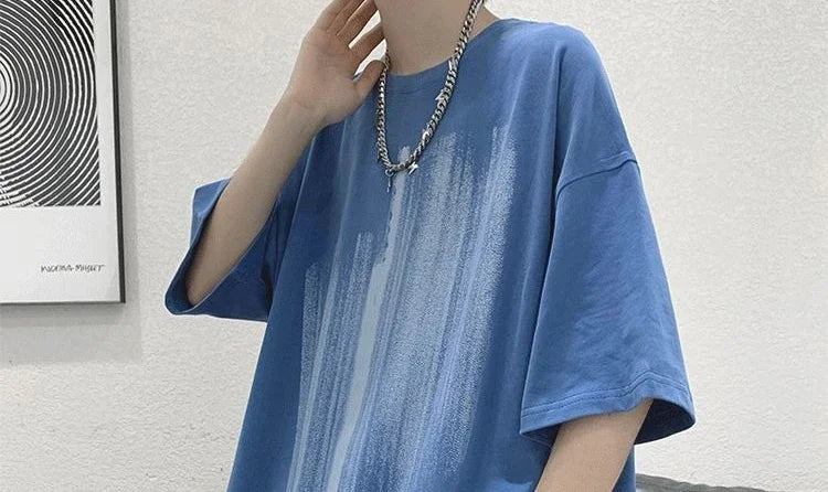 HEARUJOY  -  Man Tee Shirts Print Cotton Oversized White T Shirt for Men Aesthetic Clothing Luxury High Quality Short Quarter Sleeve Y2k Top