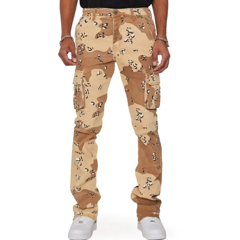 HEARUJOY  -  Fashion Butterfly Print Pants For Men Multiple Pockets Cargo Pant Spring Autumn High Street Trendy Straight Loose Casual Trouser