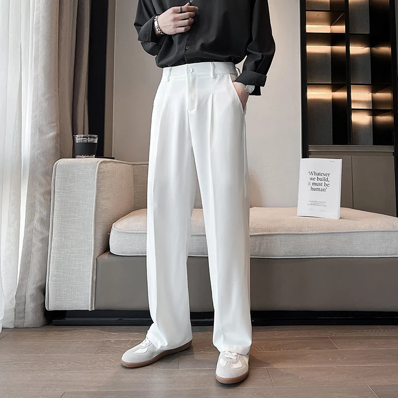 HEARUJOY  -  Black Suit Pants Men Slim Fit Social Mens White Dress Pants Korean Straight Pants Mens Office Formal Trousers Large Size 5XL