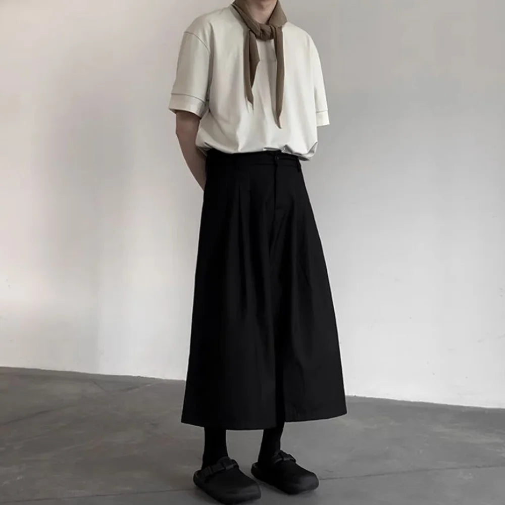 HEARUJOY  -  Gothic Dark Casual Culottes Spring Japanese Harajuku Streetwear Elegant Daily Business Office Fashion Wide Leg Pants Unisex