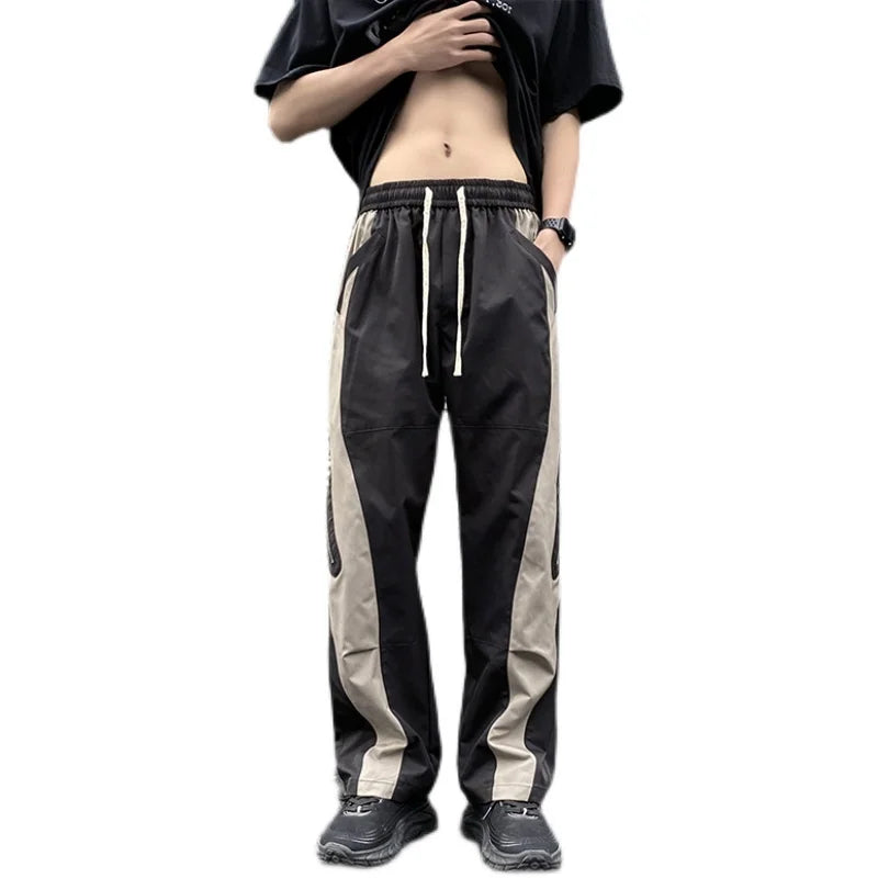 Hearujoy Techwear Parachute Cargo Pants Men Patchwork Zipper Loose Casual Trousers Male Summer Streetwear Hip Hop Spliced 2024 New