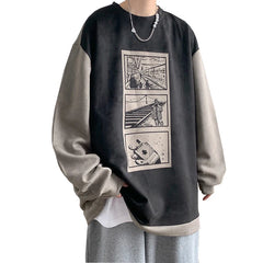 HEARUJOY  -  Mens Crewneck Sweatshirt Men Graffiti Oversized Japanese Streetwear Hip Hop Black Hoodie Men Sweatshirts Hoodies