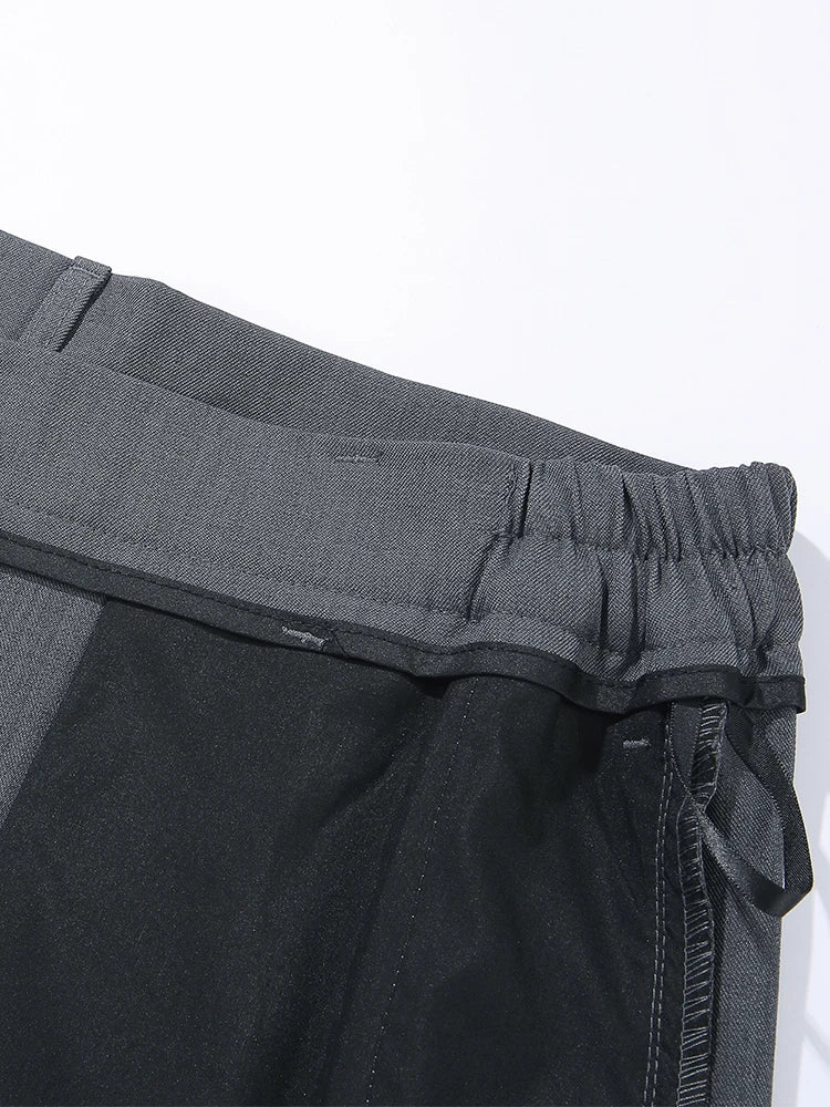 HEARUJOY  -  New Korean Men's Casual Pants Banded Waist Stretch Semi-Wide Pleated Suit Slacks Straight Loose Draped Trousers