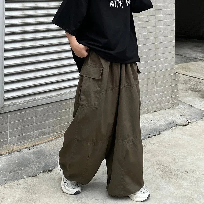 Hearujoy Vintage Baggy Cargo Pants Men Cotton Wide Leg Trousers Male Oversize Retro Loose Casual Japanese Streetwear Hip Hop