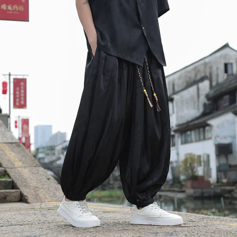 HEARUJOY  -  Spring Men Wide-leg Pants Male Retro Harem Pants Mens Hiphop Street Beat Harajuku Style Casual Pants Women Jogging Trousers