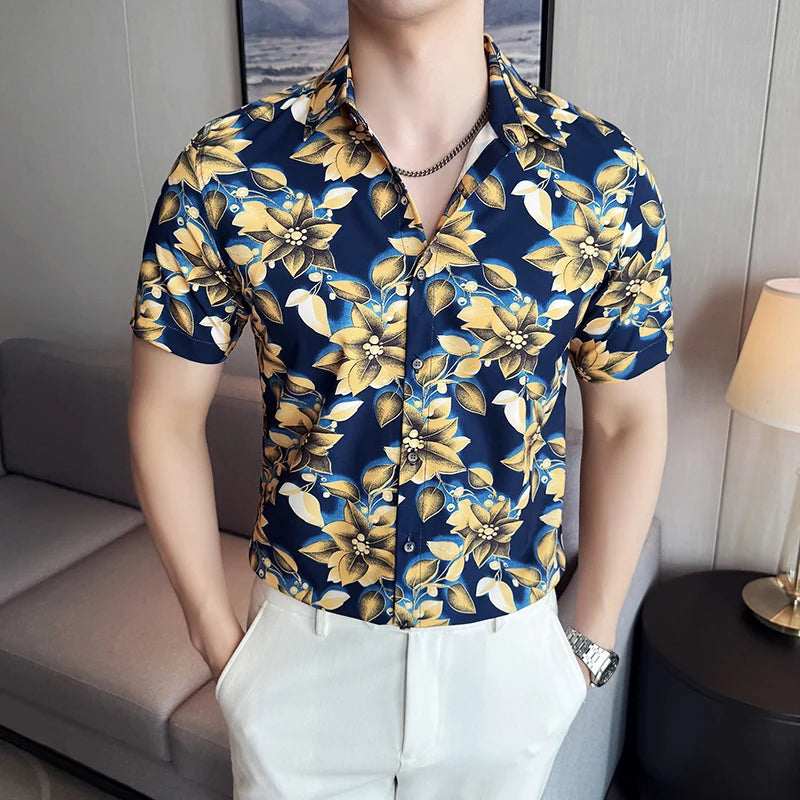 HEARUJOY  -  Fashion Mens Hawaiian Shirt Male Casual Colorful Printed Beach Shirts Men Short Sleeve Shirts Camisa Hawaiana Hombre