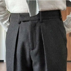 HEARUJOY  -  High Waisted Straight Leg Versatile Business Casual Suit Pants Pantalones Hombre Men Social Trousers Double Pleated Trousers Men