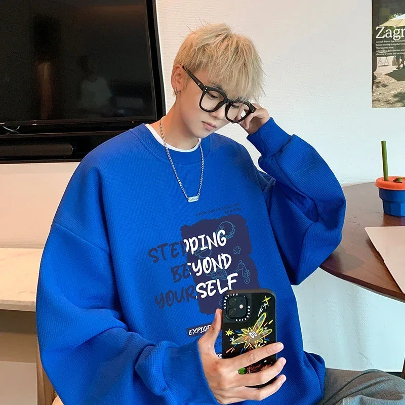 HEARUJOY  -  Funny Men's Oversized Hoodie White Walf Checks Hoodies for Men Fashion Letter Print 5XL Man Casual Wear Hoody Male Sweatshirt