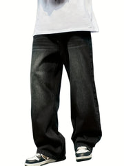 HEARUJOY  -  Men'S Skinny Fit Wide Leg Jeans, Men'S Stylish Comfy Denim Pants, Versatile For Four Seasons