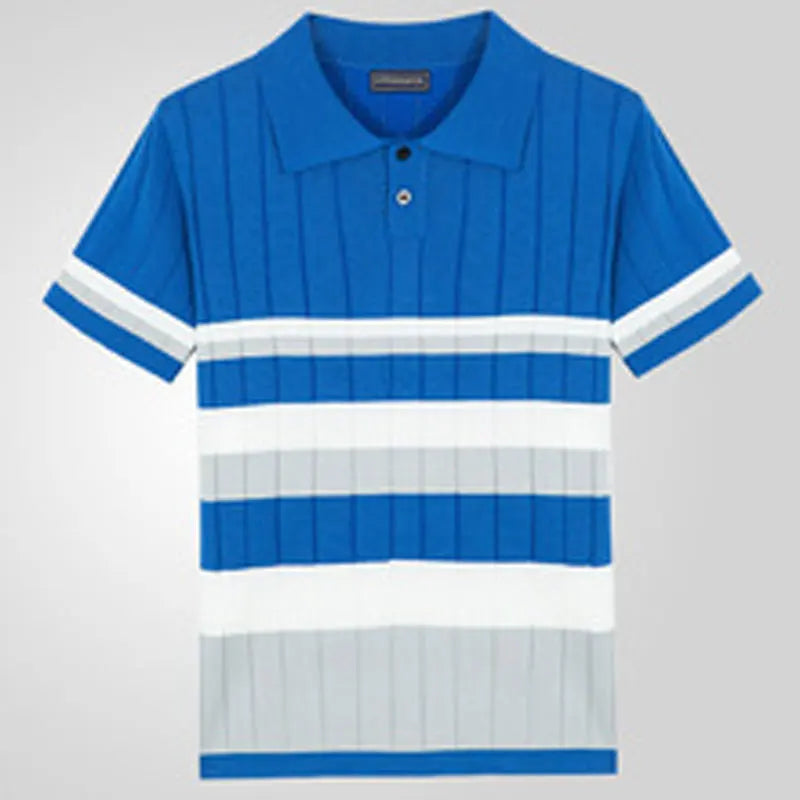 HEARUJOY  -  Summer Men's Knitted Polo Shirt Ice Refreshing Silk Fabric Short Sleeve Lapel Top Fashion Luxury Business Casual Knit Tshirts