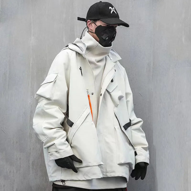 Hearujoy Functional Style Stand Collar Hooded Stormsuit Loose Retro Highstreet Unisex Men'S Clothes Harajuku Oversize Streetwear Lovers