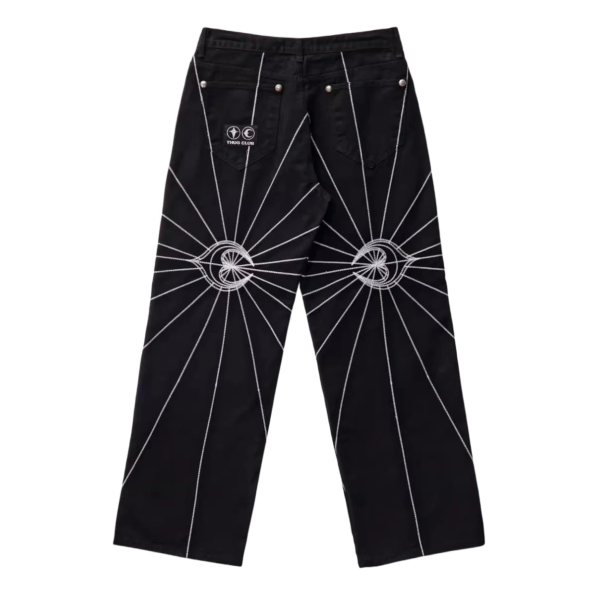 Hearujoy Streetwear Spider Web Embrodiery Black Jeans for Men and Women Straight Ropa Hombre Baggy Denim Trousers Loose Cargo pants