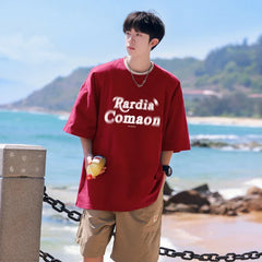 HEARUJOY  -  T Shirt Oversized Cotton For Men White Men's 5XL Letter Print T-shirts Men Casual Wear Summer Tee Shirts Big Size Clothing
