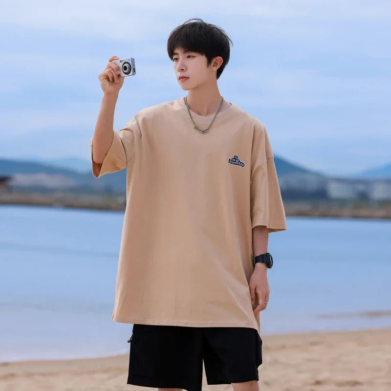 HEARUJOY  -  T Shirt Oversized Cotton For Men 5XL White Men's Letter Print T-shirts Men Casual Wear Summer Tee Shirts Big Size Clothing