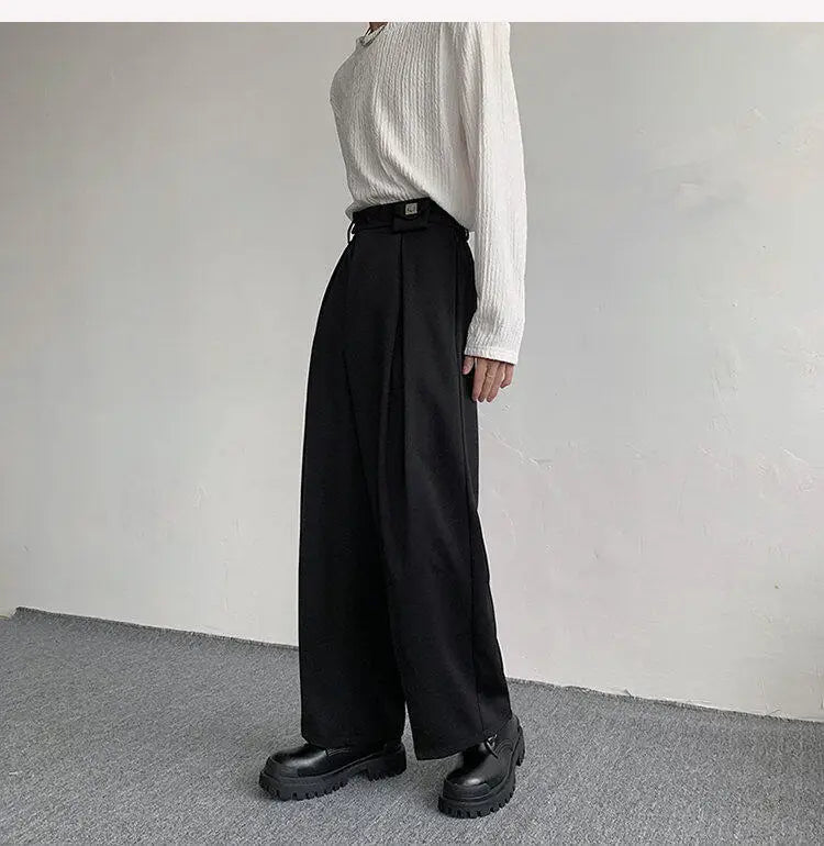 HEARUJOY  -  Korean Black Suit Pants Men Oversized Fashion Social Mens Dress Pants Loose Straight Wide Leg Pants Mens Office Formal Trousers