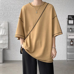 HEARUJOY  -  Summer Short Sleeve T-shirt Men Fashion Casual White Oversized T Shirt Men Streetwear Hip Hop Loose O-Neck Tshirt Mens Top S-2XL
