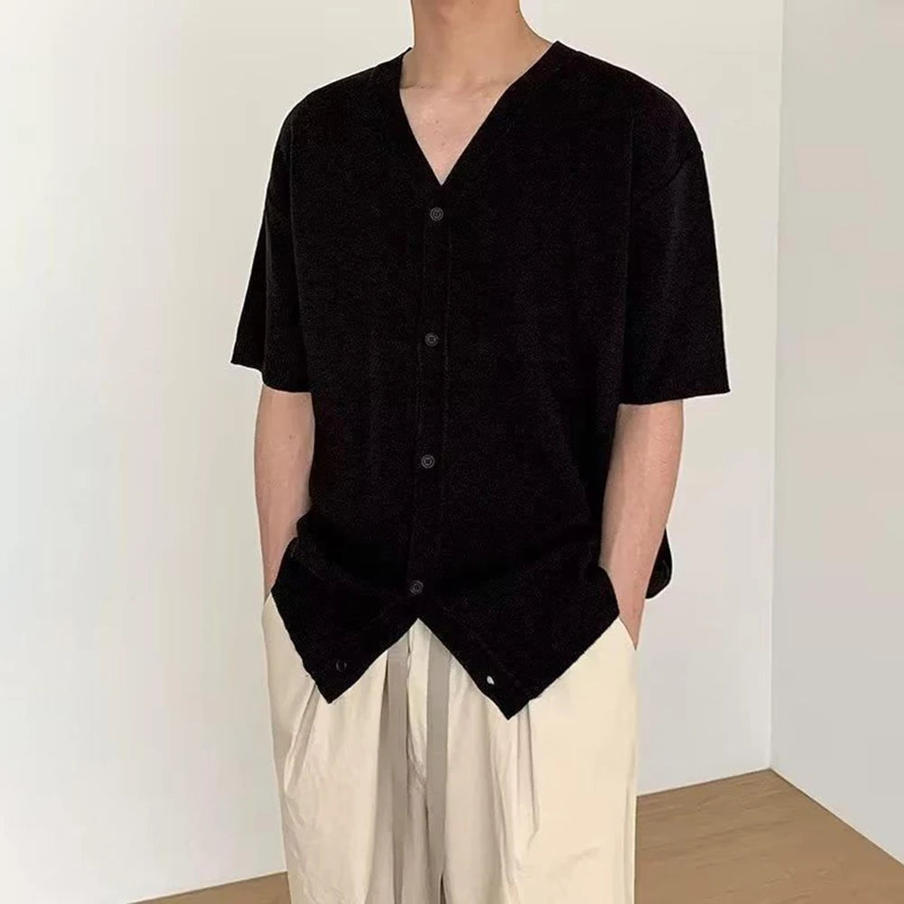 HEARUJOY  -  Polyester Shirt Loose Casual Cardigan Holiday Style Regular Length Solid Pattern Summer Wear Casual Style For Daily Wear