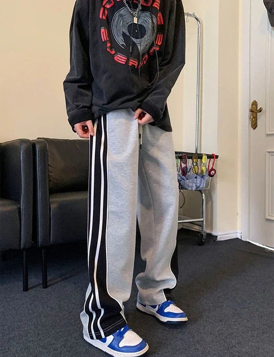 HEARUJOY  -  Loose Autumn Winter Wide Straight Baggy Trousers For Men Punk Casual Pants Man Trend Luxury Classic Streetwear Polyester Sale