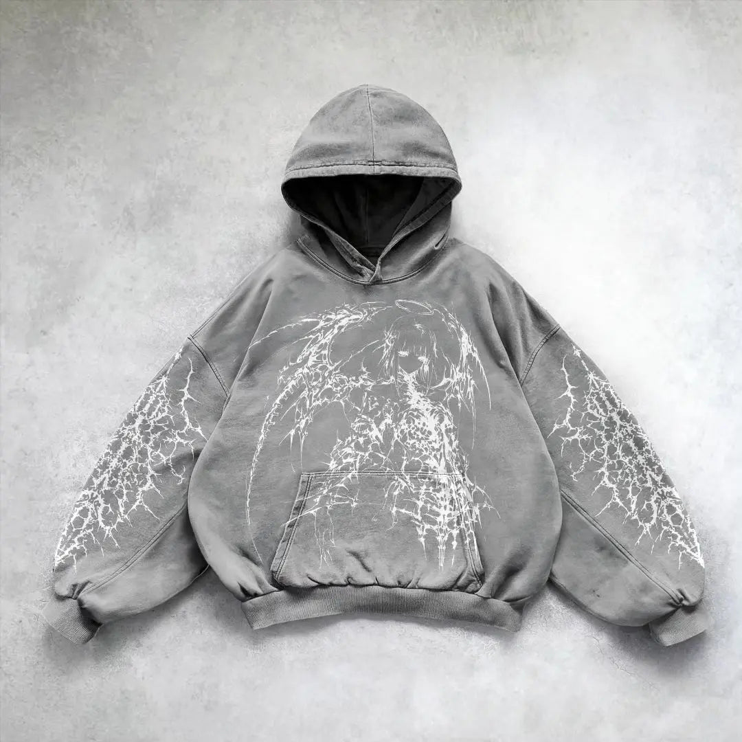 Hearujoy Harajuku y2k tops oversized sweatshirt hoodie goddess print hoodies women goth new couples goth streetwear gothic clothes