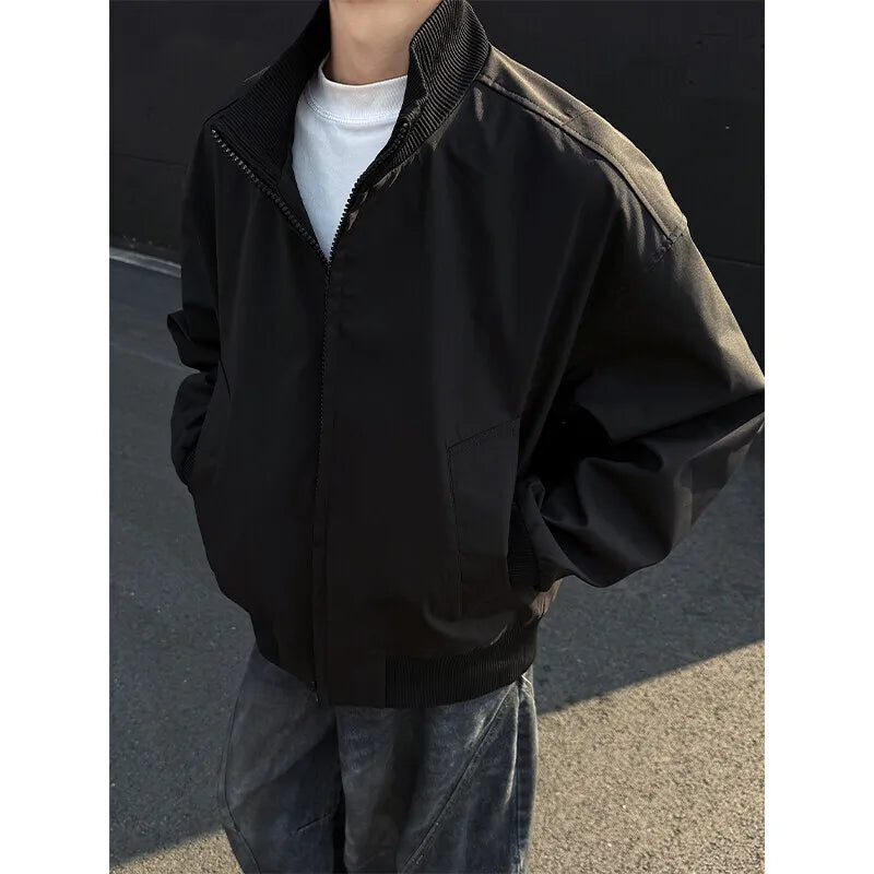 HEARUJOY  -  Spring Short Jacket Men Casual Motorcycle Jacket Men Streetwear Hip-hop Loose Bomber Jacket Mens Black Jackets Coat M-3XL