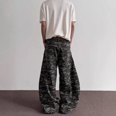 HEARUJOY  -  Men's Camouflage Straight Denim Trousers American Fashion Trend High Street Loose Casual Breathable Niche Summer Men's Bottoms