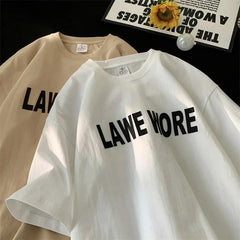 HEARUJOY  -  T Shirt Oversized Cotton For Men White Men's Letter Print T-shirts Male 5XL Casual Wear Summer Tee Shirts Unisex Big Size