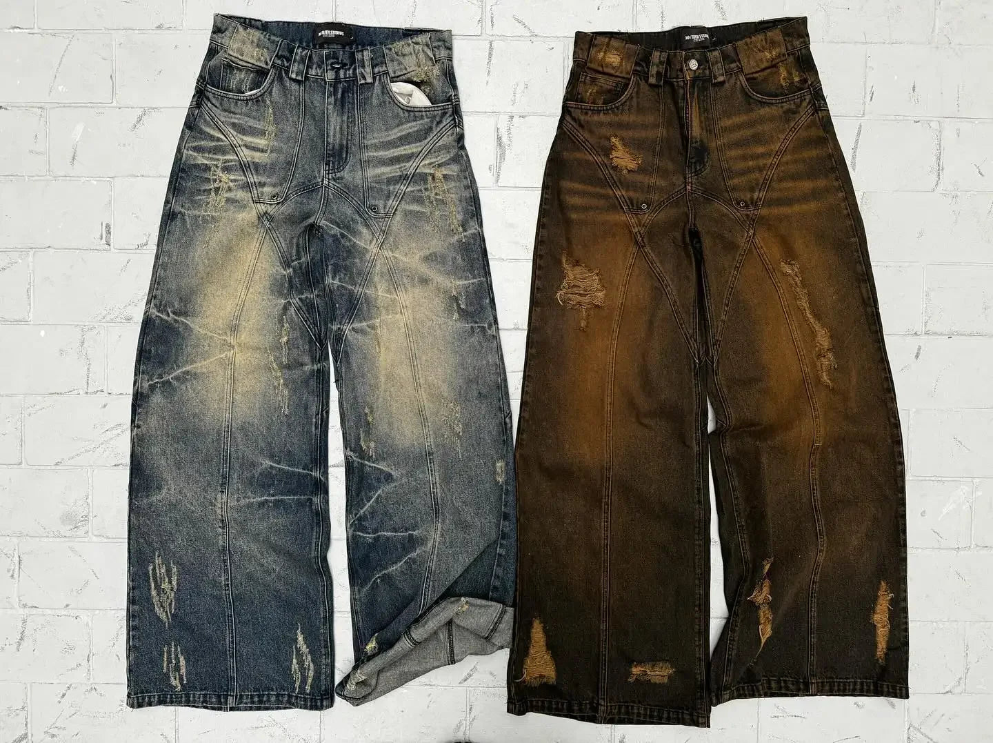 Hearujoy Retro Baggy Jeans Women Hip Hop Goth Tie Dye Ripped Denim Jeans Men Y2k Streetwear Harajuku Straight High Waisted Pants