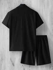 HEARUJOY  -  Summer Short Sleeve Shirt+Shorts Sports Suit Men's Loose T-Shirt Five Pants Casual Fashion Running Suit Male Two-Piece Clothing