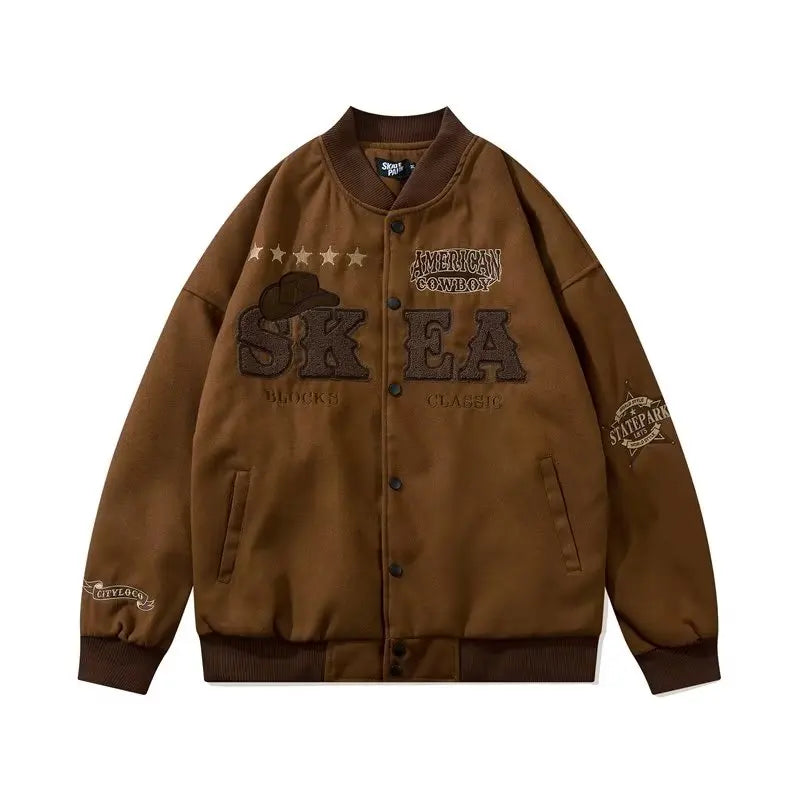HEARUJOY  -  Fashion Japanese Mens Baseball Jacket Letter Embroidery Color Blocking College Unisex Coats Spring Trend Harajuku Outwear