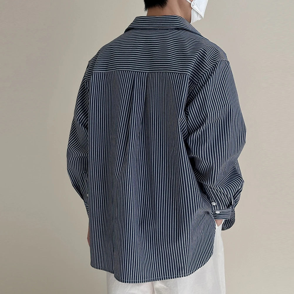 HEARUJOY  -  Casual Vacation Look Striped Long Sleeve Spring Autumn Top Comfortable Fit Daily Wear Shirt Holiday Casual Wear