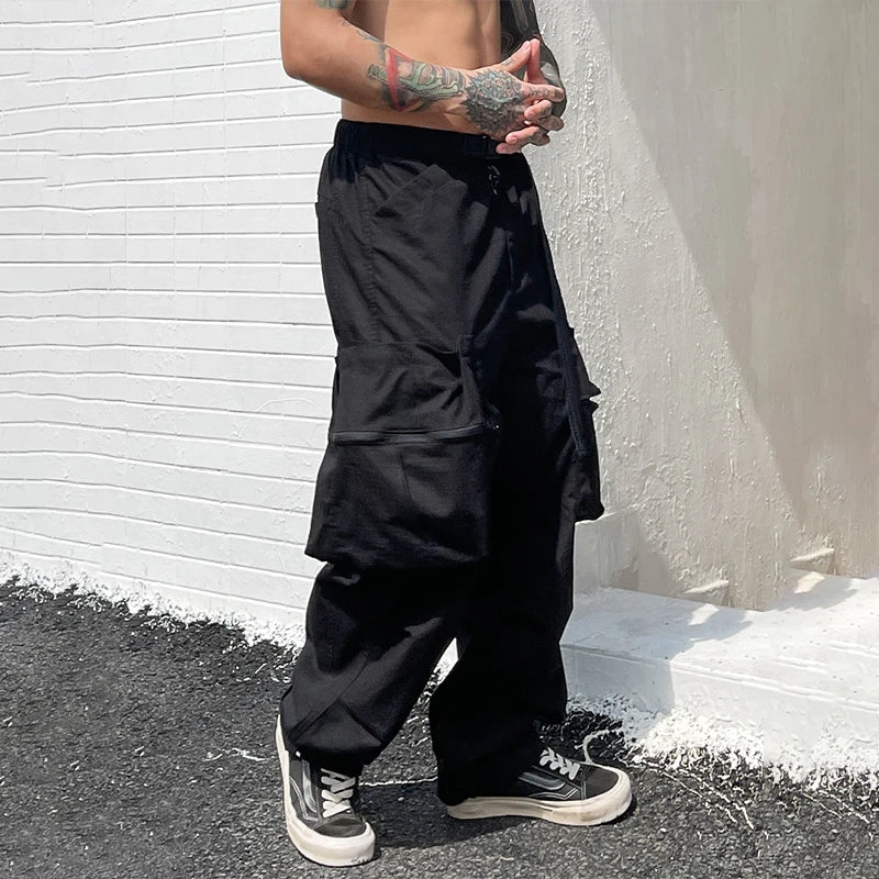 Hearujoy Baggy Black Cargo Pants Men American Streetwear Oversize Khaki Cargo Trousers Male Pocket Loose Casual Hip Hop Workwear