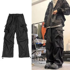 Hearujoy Black Cargo Pants for Men Hip Hop Gray Cargo Trousers Male Red Spring Cotton Loose Casual Streetwear Hip Hop Pocket